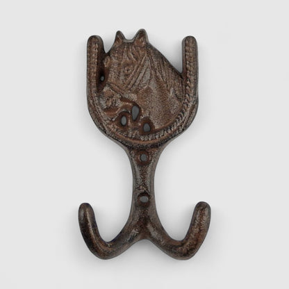 Vintage Rustic Horseshoe Wall Hanger, Cast Iron Hook for Coats, Keys & Towels